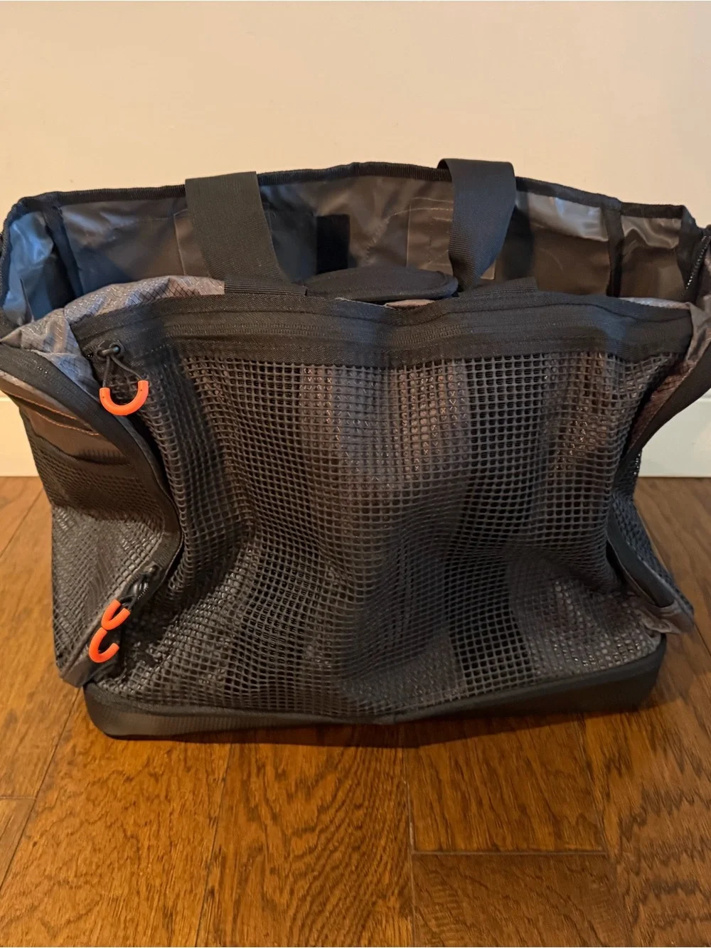 Orange and Gray Men’s Fishing Duffel Bag with Multiple Pockets